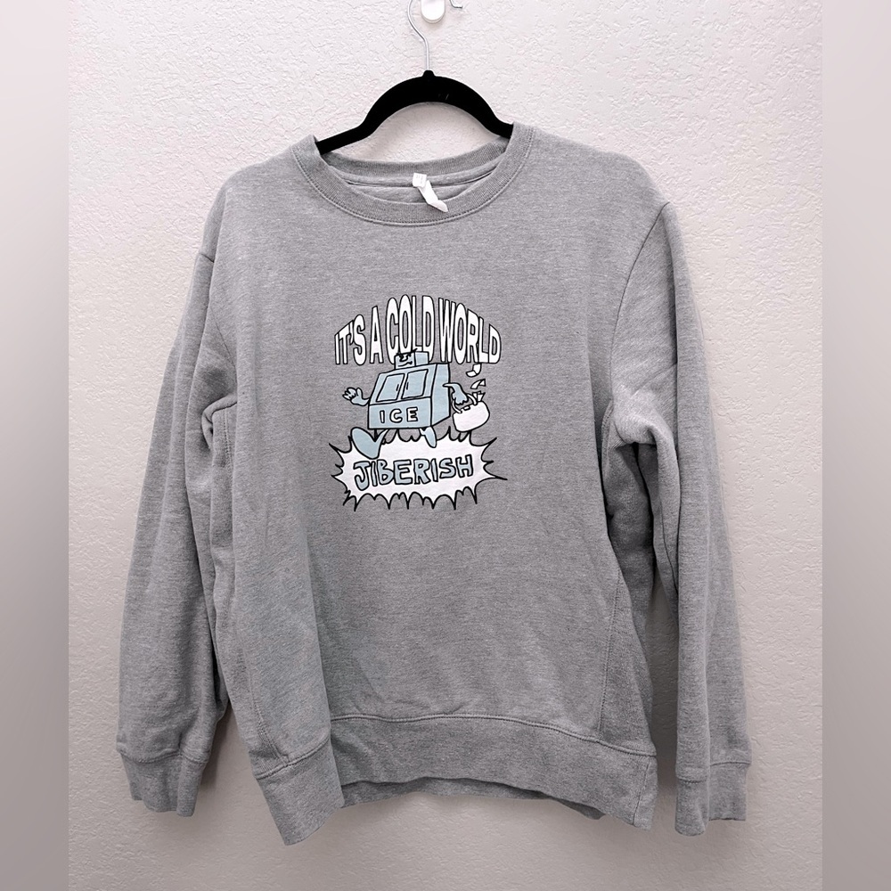 Jiberish "It's a Cold World" Icebox Crewneck Sweatshirt Size L (Fits like a Med)